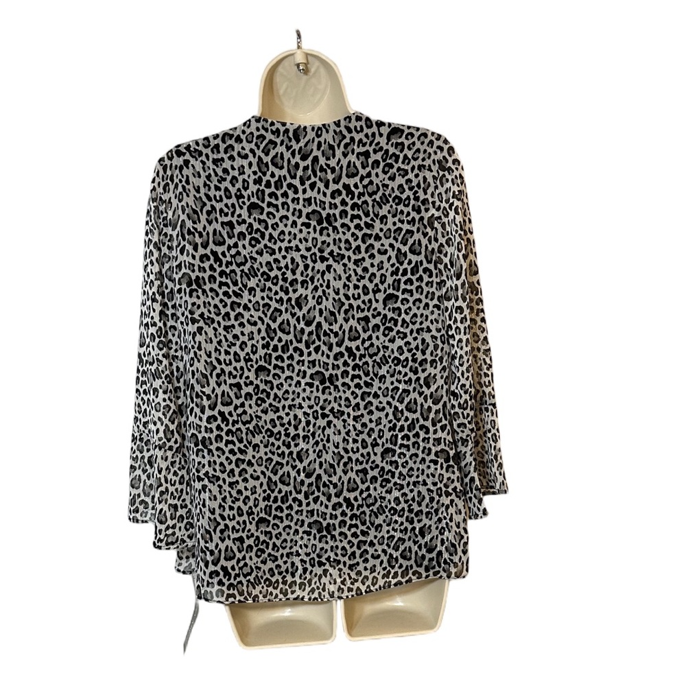Rebecca Malone Leopard Print Cardigan Top Set Black White Small Chic Layered - Picture 2 of 9